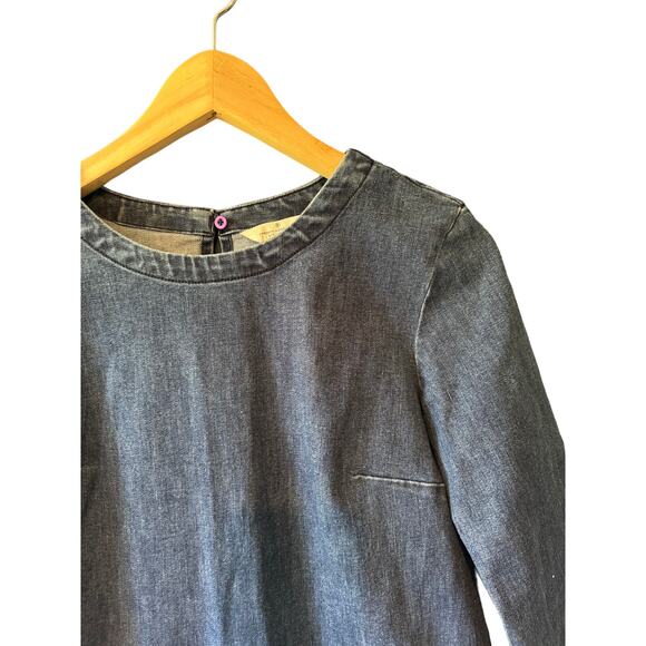 French Connection | 3/4-Sleeve Blue Denim Shift Dress | Size 0 - Picture 2 of 6